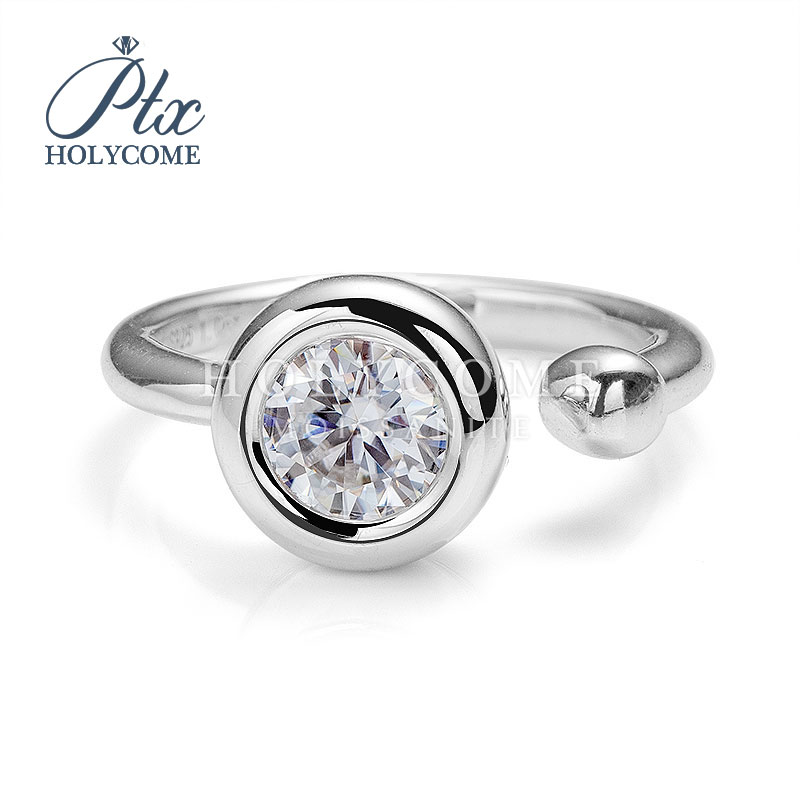 Fashion Moissanite Open Ring 925 Sterling Silver Jewelry D Color Round Brilliant VVS Diamond Bubble Party Daily Wear Ring Gift for Women