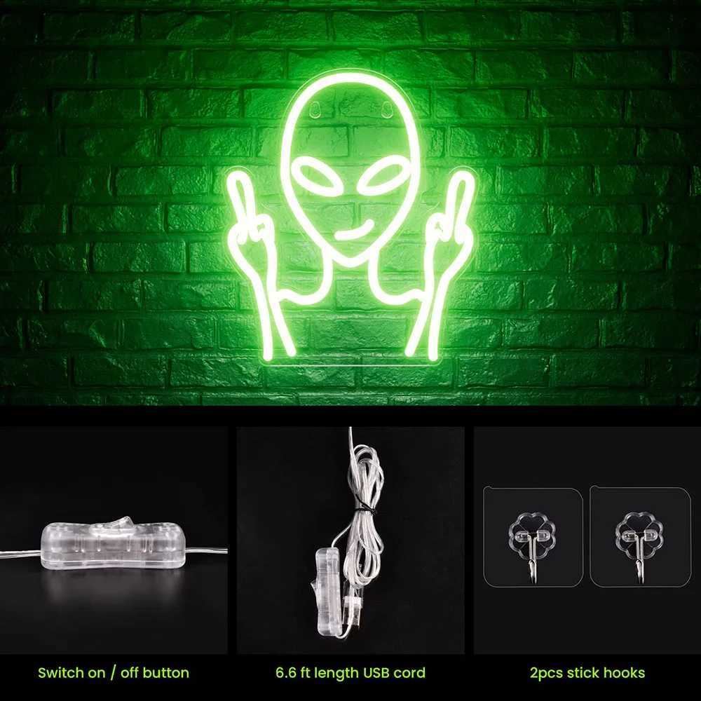 Alien Neon Sign Dimmable LED Neon Signs For Wall Decor USB Room Decor Neon Lights LED Light Gamer Gift For Birthday Christmas W250526