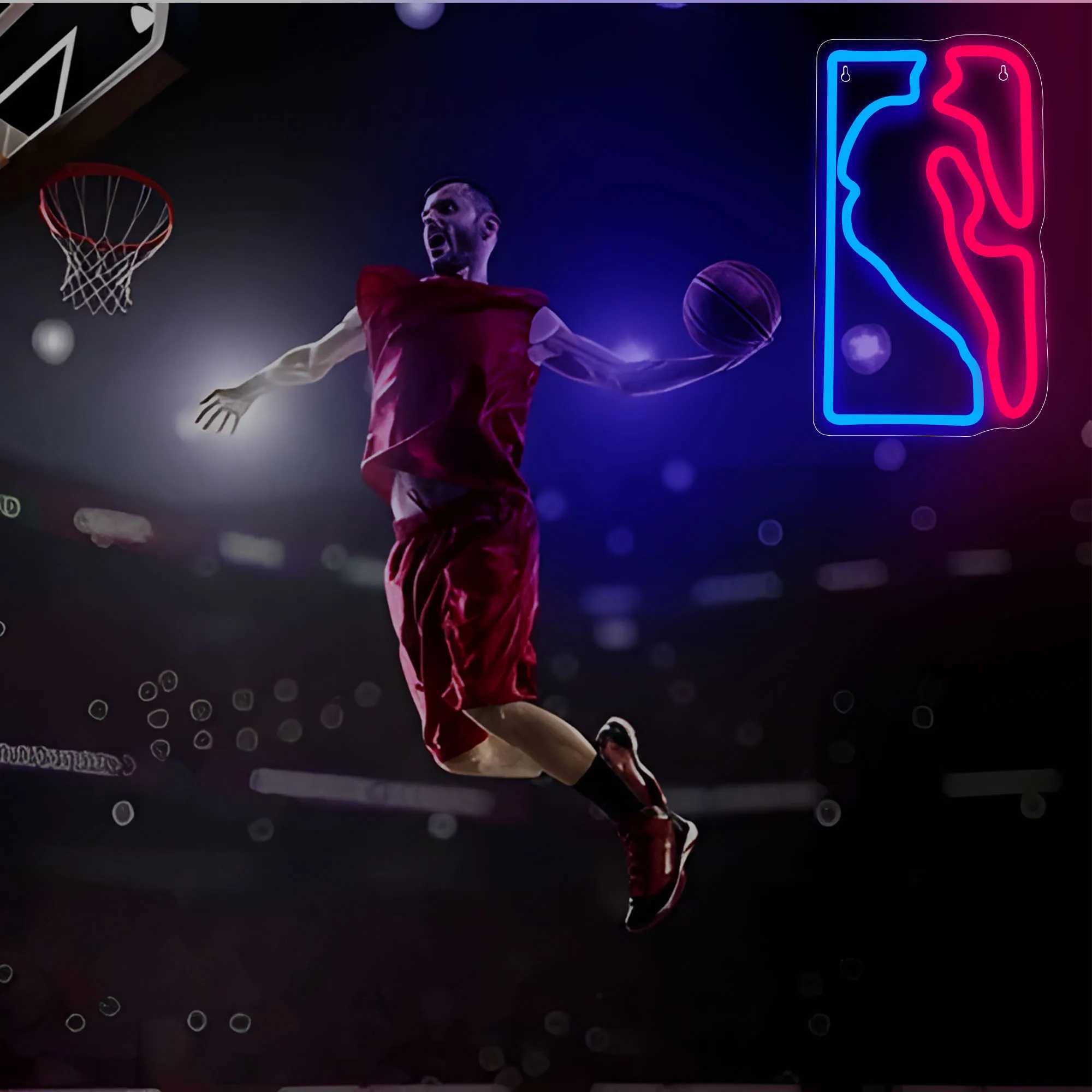 Basketball Neon Sign Sport Signs Decor for Bedroom Bar Teens Room Sports Neon Wall Signs Gifts for Men Basketball Fans Teens W250526