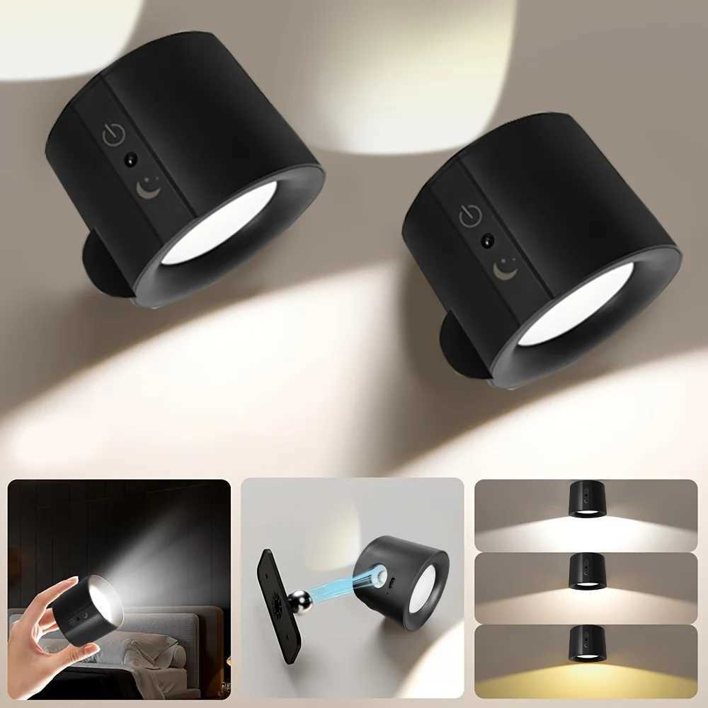 Modern Magnetic LED Wall Lamp Rechargeable 360 Rotation Wireless Remote Control Spotlight For Bedroom Living Room DecorationXJ250526