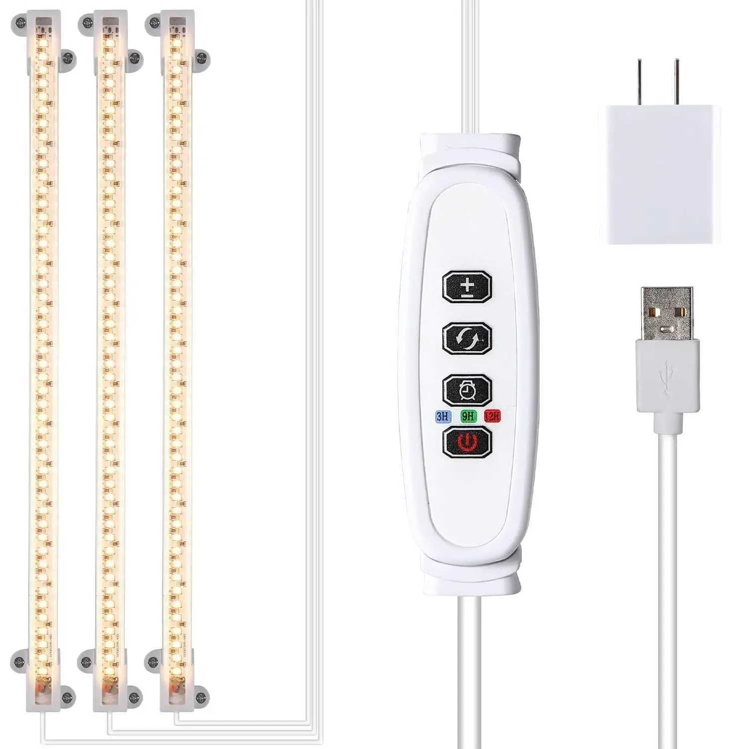 Full Spectrum LED Grow Light Strips with Auto Timer 4 Dimming Levels for Indoor Plants Greenhouse/Hydroponics/SucculentXJ250526