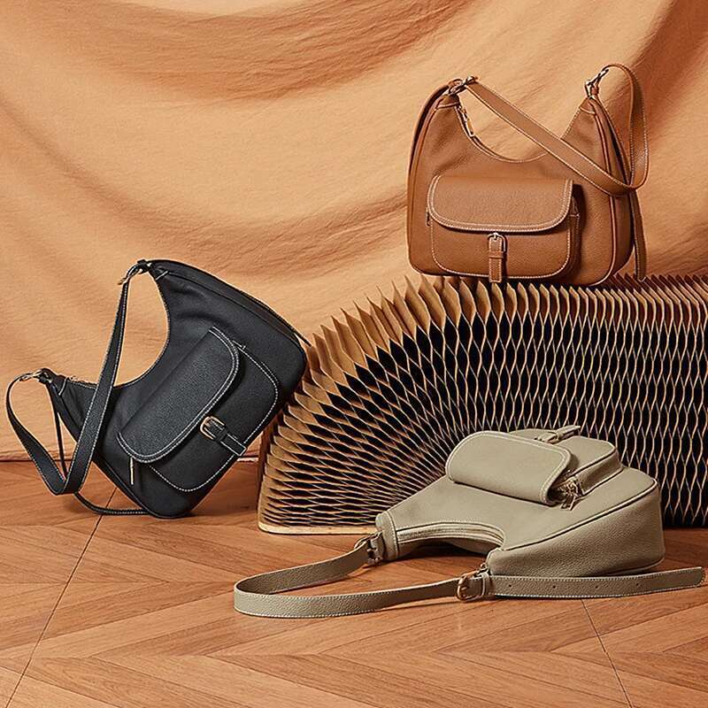 Toptrends Genuine Leather Underarm Shoulder Bags For Women Designer Crossbody Hobos Office Tote Ladies Handbags bag