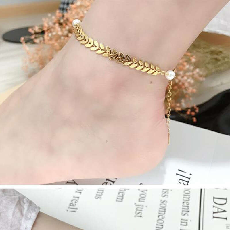 DHgarget Fashionable Summer Popular Beach Accessories High Grade Chains With Gold Plated Multilayer Feet Decorations Metal Wheat Ears As A Gift For Be