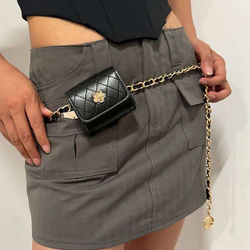 Chain Desiner Girdle Bag Female camellia Mini Waistpack Versatile Purse Elegant Belt For Women Dress Jeans Waistband