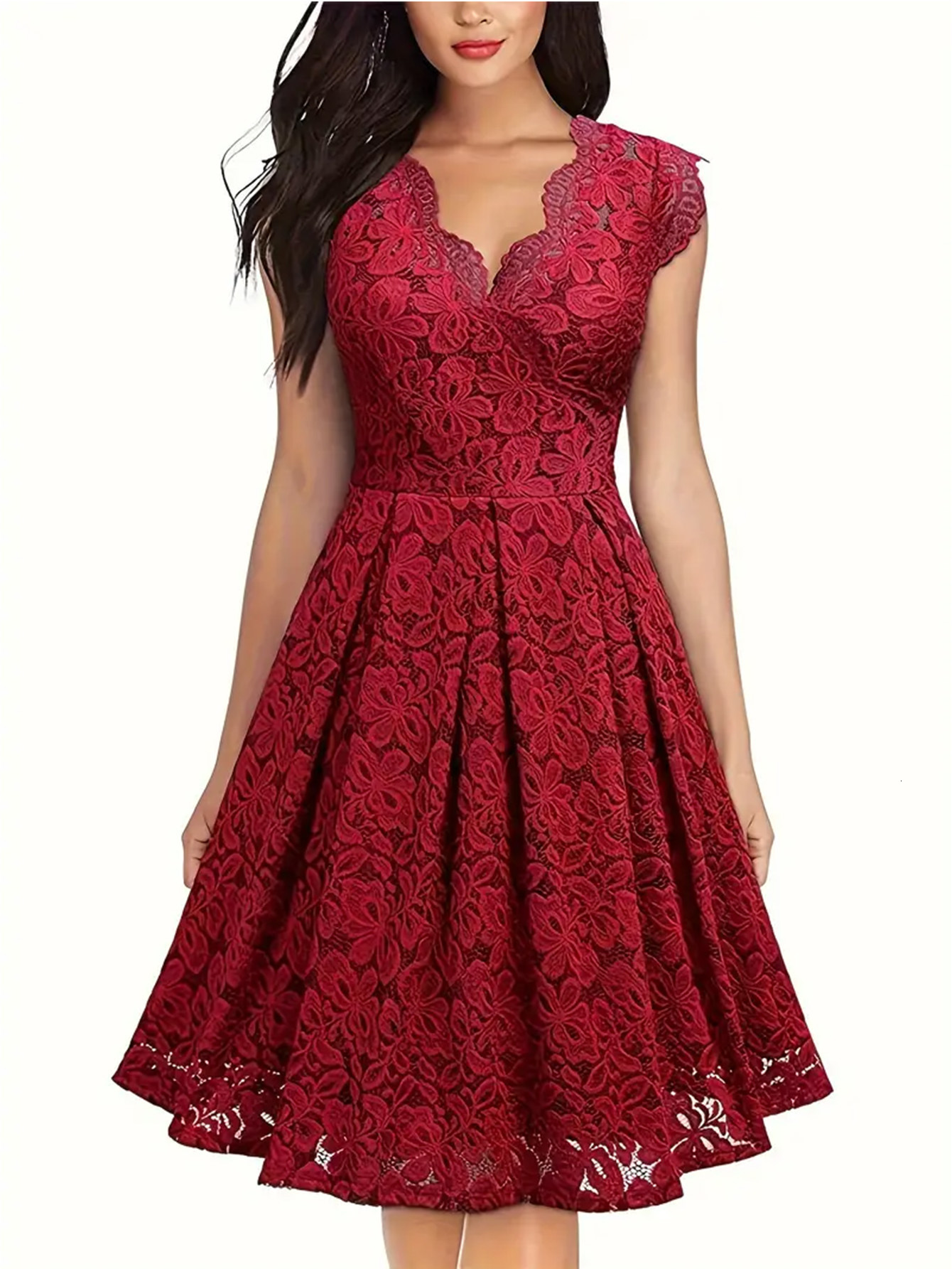 Hepburn style spring and summer new style V-neck elegant dress for women