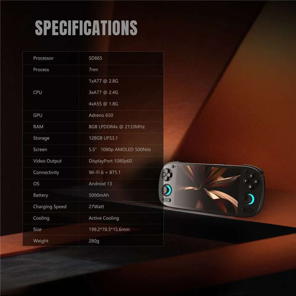 Retroid Pocket 5 Handheld Console Sd865 5.5 Inch Oled HD Screen Bluetooth 5.1 Android 13 5000Mah Retro Video Game Player