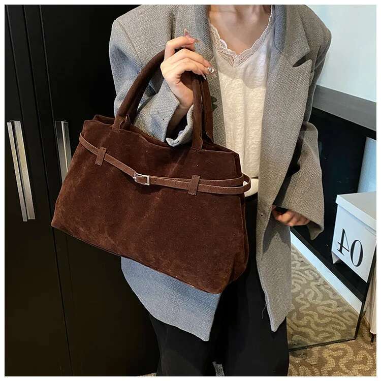 2025 Textured Suede Tote Bag - Convertible Vintage Shoulder Purse, Stylish Women's Crossbody Handbag