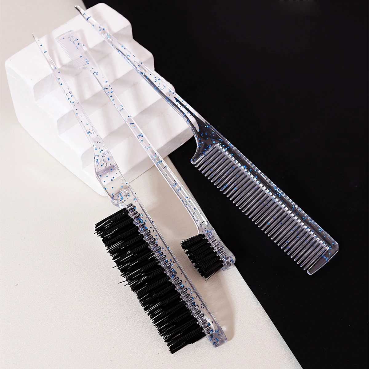 3PCS crystal hair comb set back brush tear style hair brush pointed tail comb suitable for thick and sparse hair care R250526