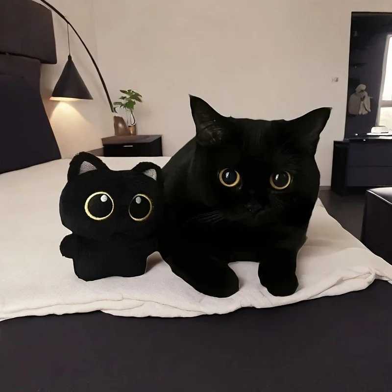 1 Pcs Cute Plush Little Black Cat Doll Pendant Versatile Hanging Decoration Cat shaped Pet Plush Toy Backpack Keychain XJ250524