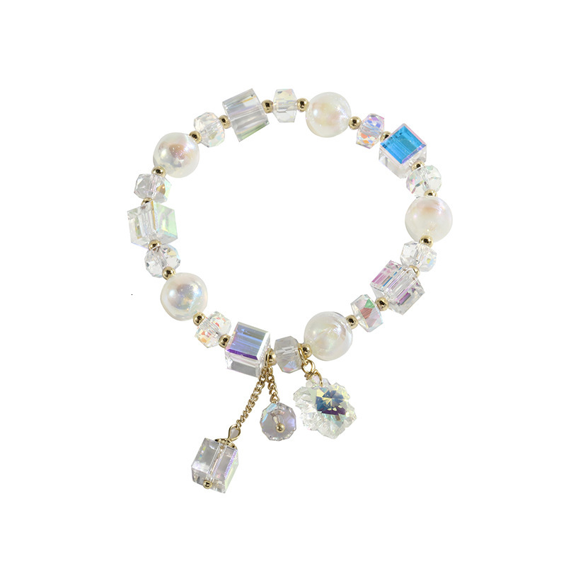 Crystal best friend design sense, star shining pearl transparent crystal bracelet
