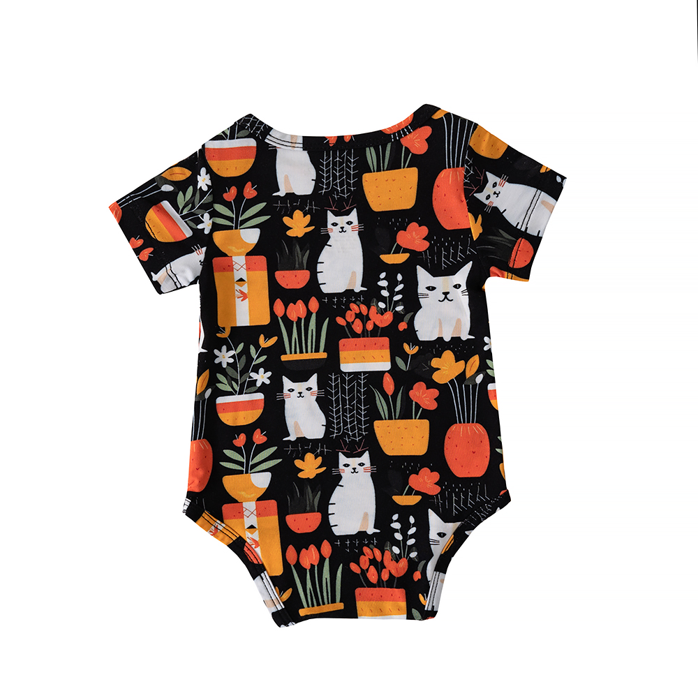 Wholesale Soft Cotton Baby Cute Pattern Animal Bodysuits Newborn Short Sleeve Baby Bodysuits Boys and Girls Bodysuits