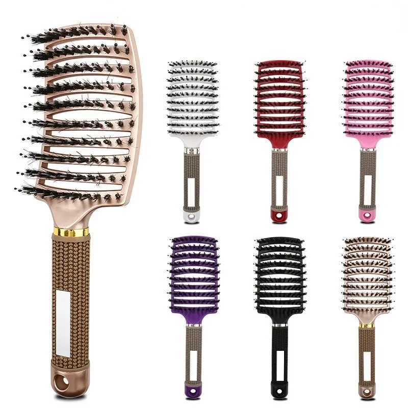Hairbrush Bristle Nylon Women Wet Curly Detangle Hair Brush Hair Brushes Scalp Massage Comb for Salon Hairdressing Styling Tools R250526