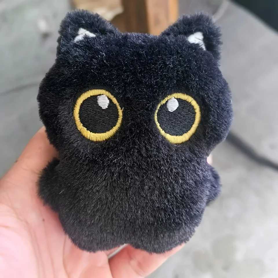 1 Pcs Cute Plush Little Black Cat Doll Pendant Versatile Hanging Decoration Cat shaped Pet Plush Toy Backpack Keychain XJ250524