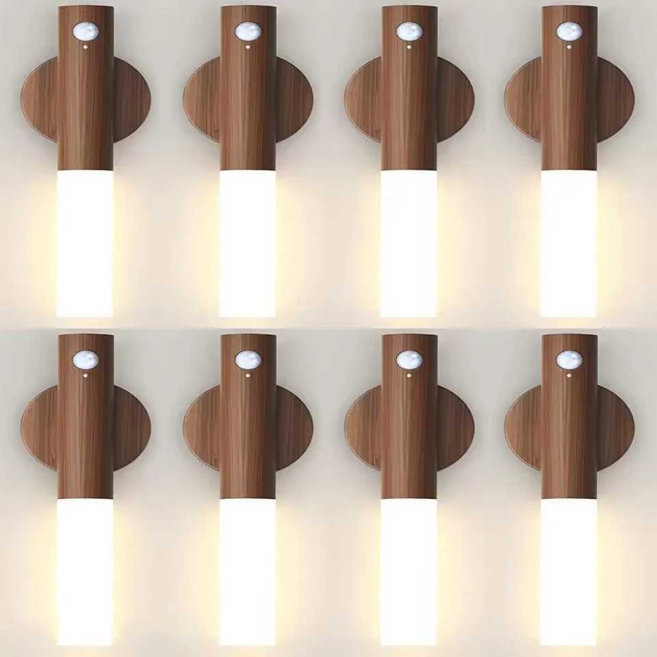 1-8Pack LED Motion Sensor Night Light Magnetic Wall Light Rechargeable Wall Sconce Peel and Stick Sconce Light for Bedside StairXJ250526