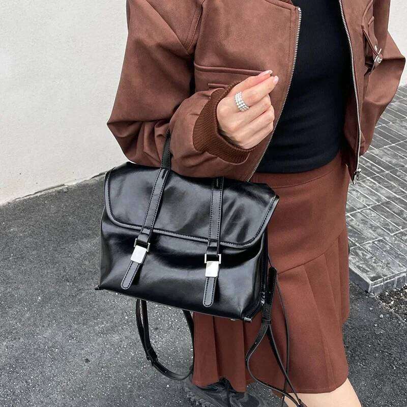 2024 High-End Feel Leather Women's Single Backpack Large Capacity Casualins Lightweight Double Shoulder Bag