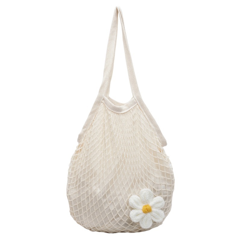 2025 Inner Fabric Foldable Large Fruit Pure Cotton Handheld Mesh Woven Shopping Bag