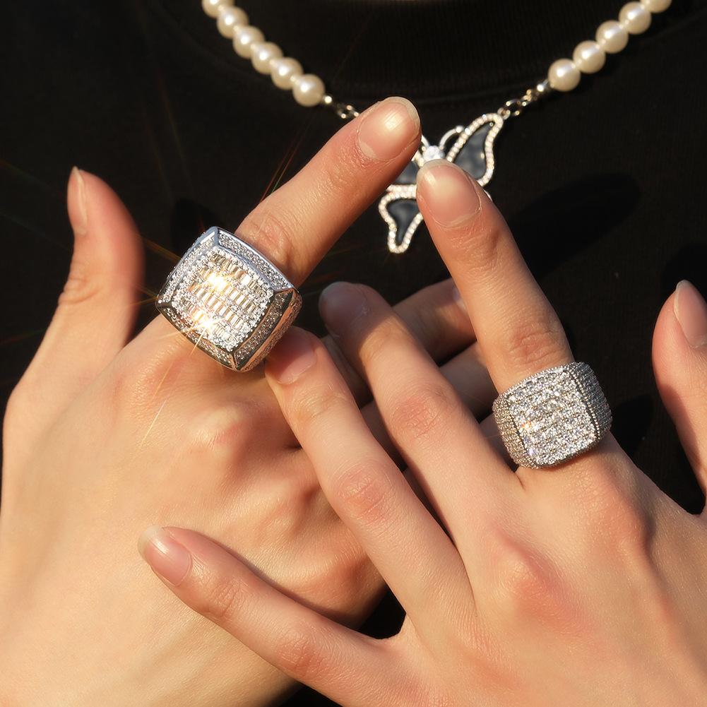 European and American style luxury jewelry street hipster high sense ring fashion personality hip-hop new ring Free shipping