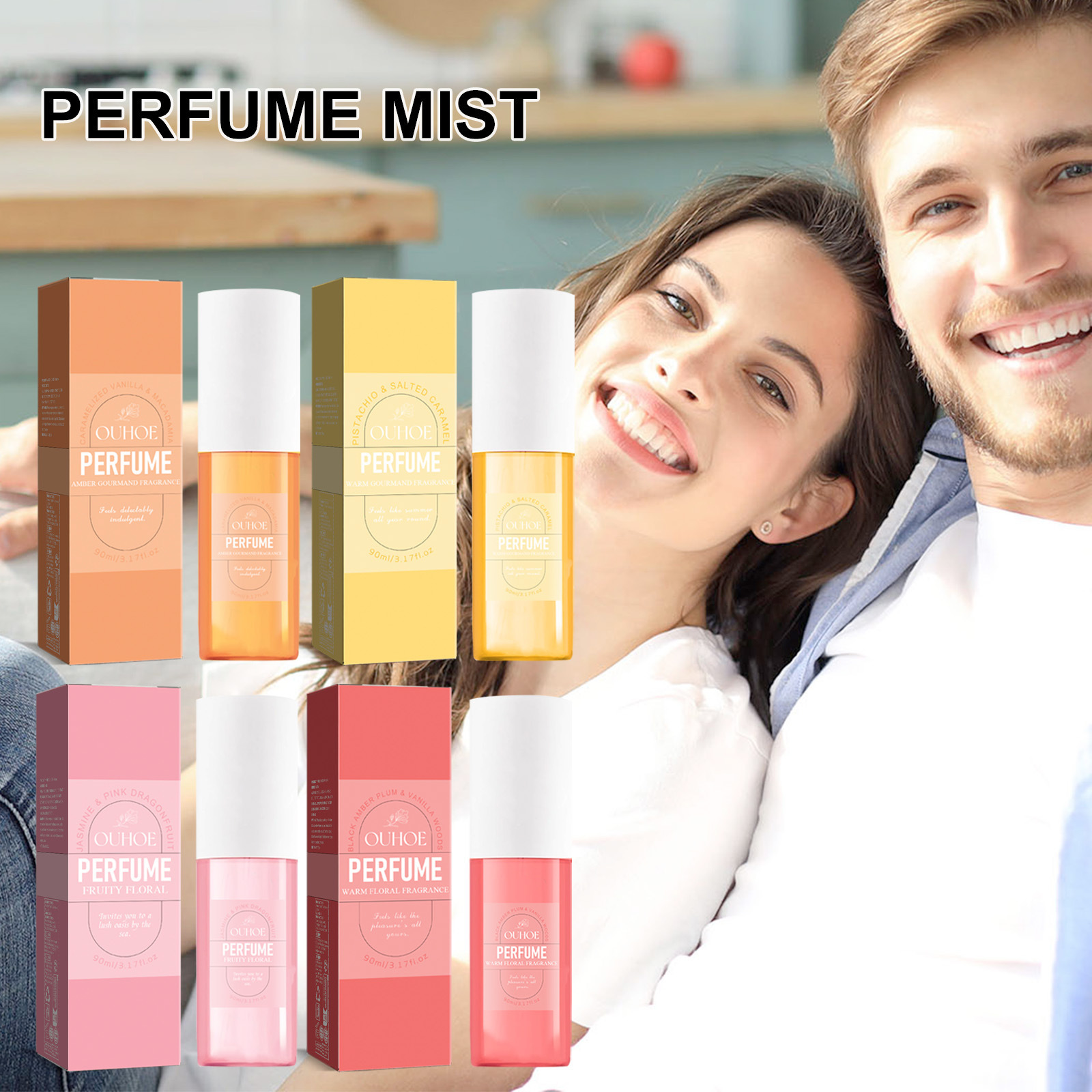 Perfume 90ml Fruit Floral Fragrance Man Women Parfum Perfume Long Lasting Smell Cologne Spray Body Mist