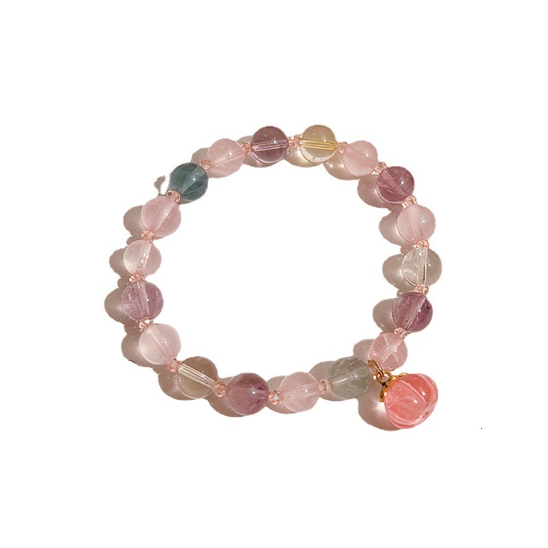 Korean new cute design peach cat eye stone for women with a light temperament and five element crystal bracelet
