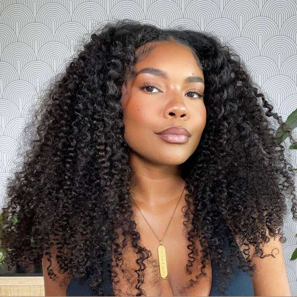 Natural Black Soft 26Inch Long 180Density Kinky Curly Deep Lace Front Wig For Women Babyhair Glueless Preplucked Daily