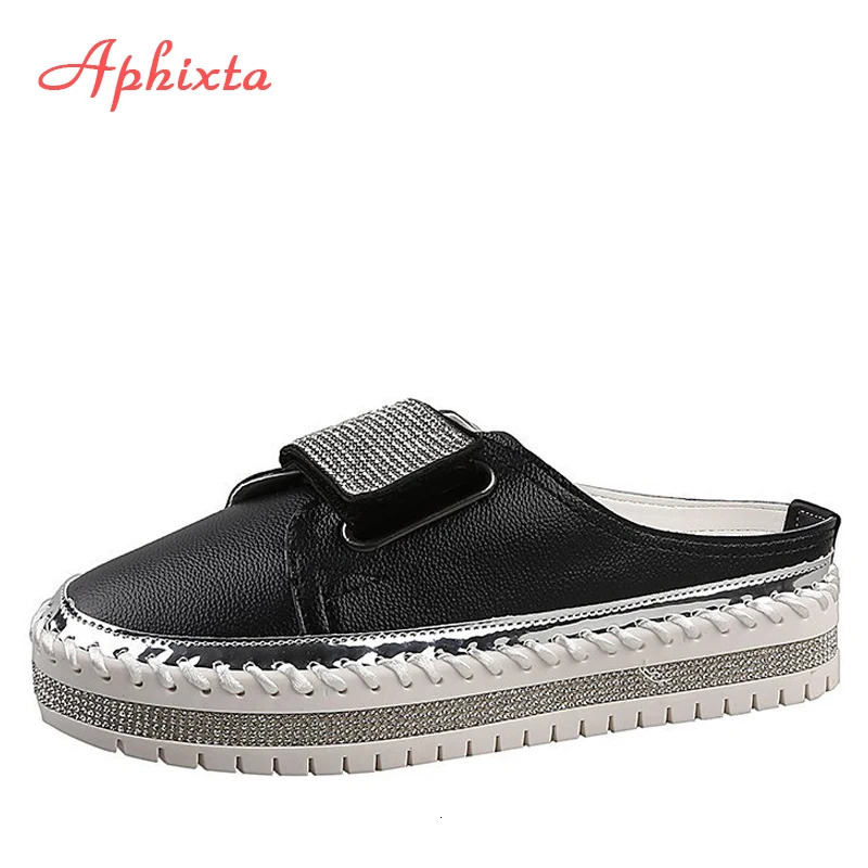 Aphixta y Crystals Half Slippers Women Leather Womens Shoes Outside Fashion Platform For Women 250526BJ - view 3