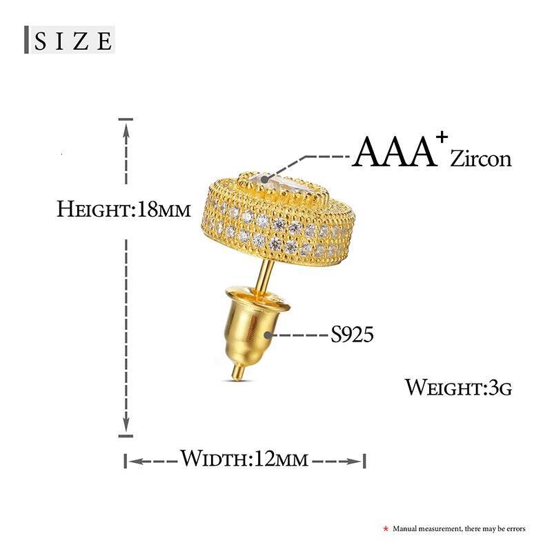 Hip Hop Micro Pave Round White Zircon Stud For Men Women Sterling Sier Rock Style Gold Iced Out Bling Earrings