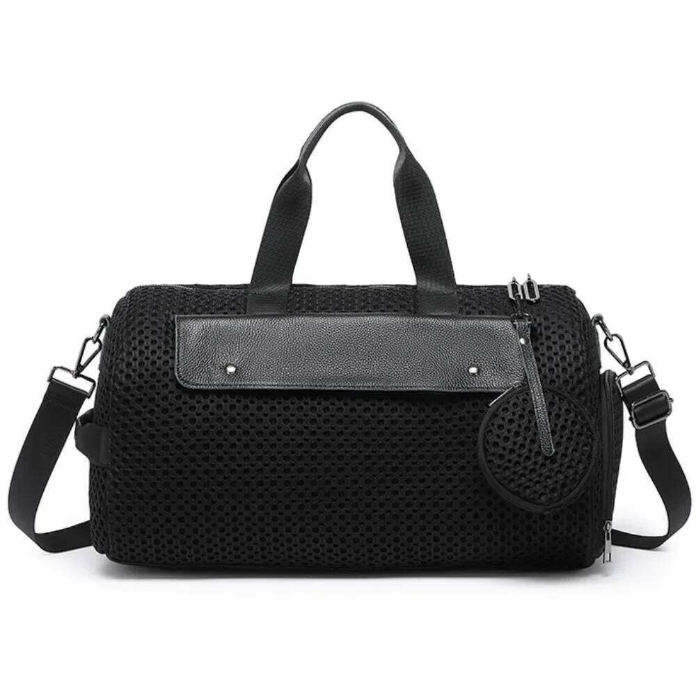 Women's Bags Designer Ladies' Fashionable Casual Nylon Mesh Travel Tote Bag With Large Capacity Shoe Compartment, Fiess And Sports Handbag