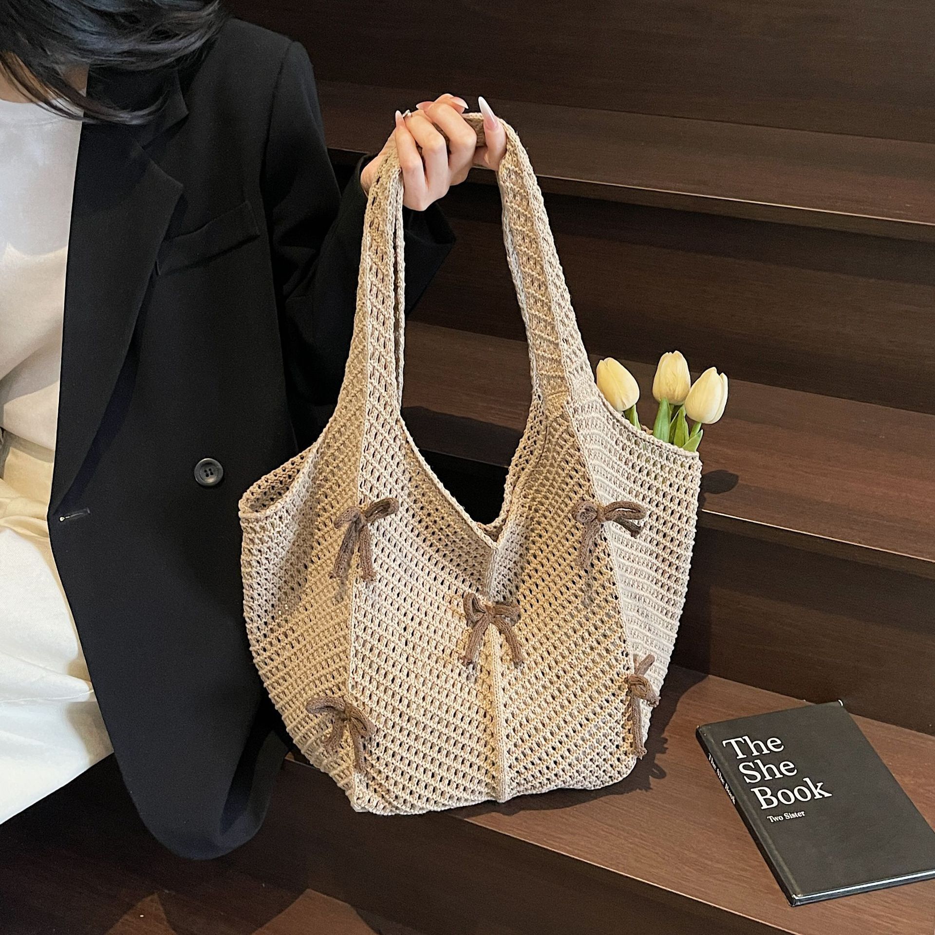 Single Shoulder Women's Underarm Woven Tote 2025 New Korean Style Versatile Knitted Bag