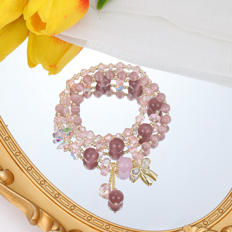 with Butterfly Knot Pendant Bracelet, Handmade Colored Crystal Jewelry for Women