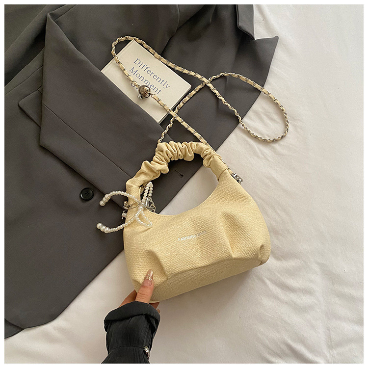 Yuezi Pleated Dumpling Handbag for Women 2025 Summer New Underarm Versatile Stylish Chain Crossbody Bag