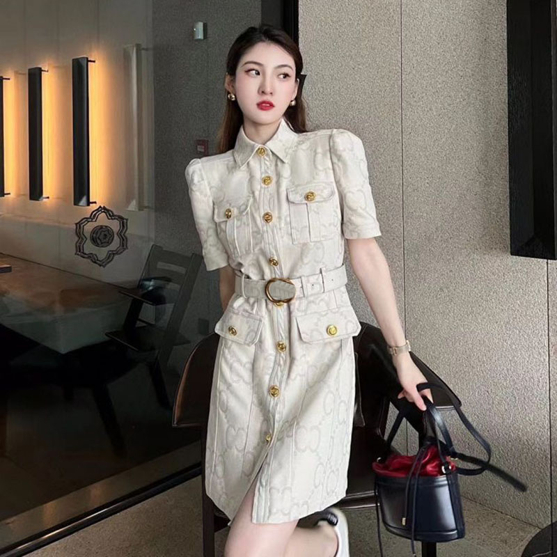 25ss designer brand new women's dress lapel temperament belt decoration slim fit high-end fashion clothing Asian sizes s-l