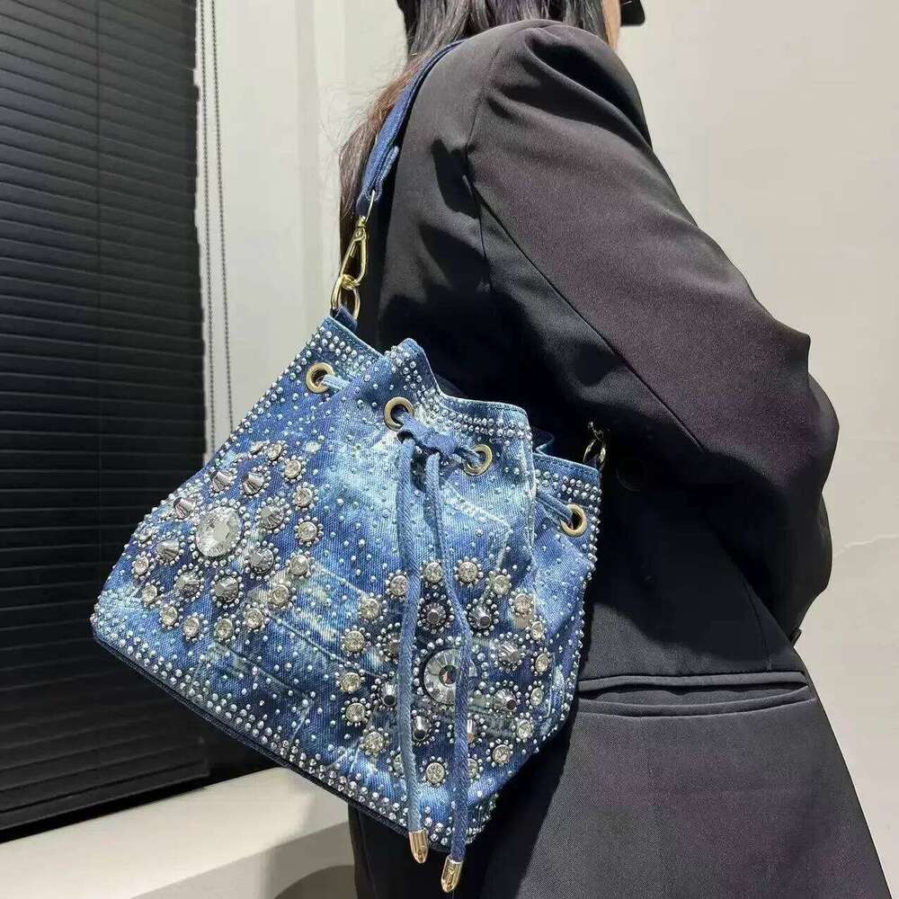 Women's Bags Designer Women's Fashion Elegant Shoulder Bag Large Capacity Drawstring Dia Denim Handbag