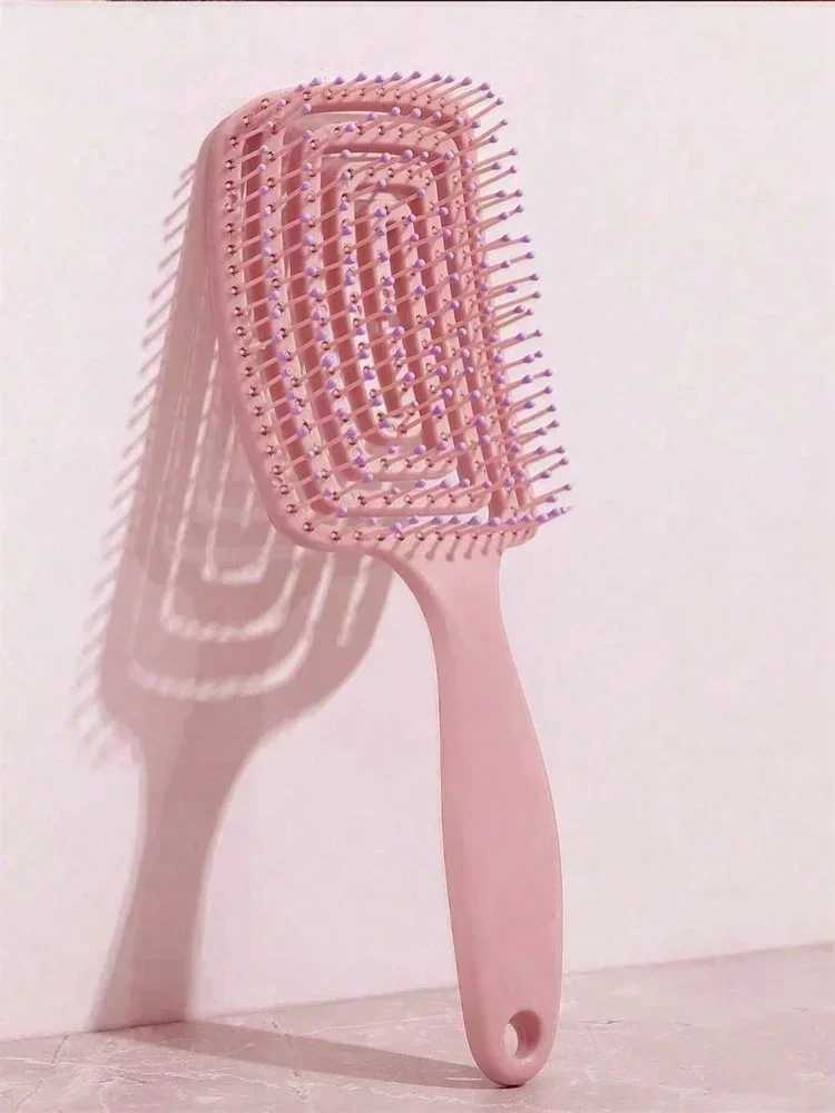 Ribbed Comb Volumizing Detangling Hair Brush Women Long Hair Massage Comb with Hollowed-Out Design for Home Use Body Care Travel R250526