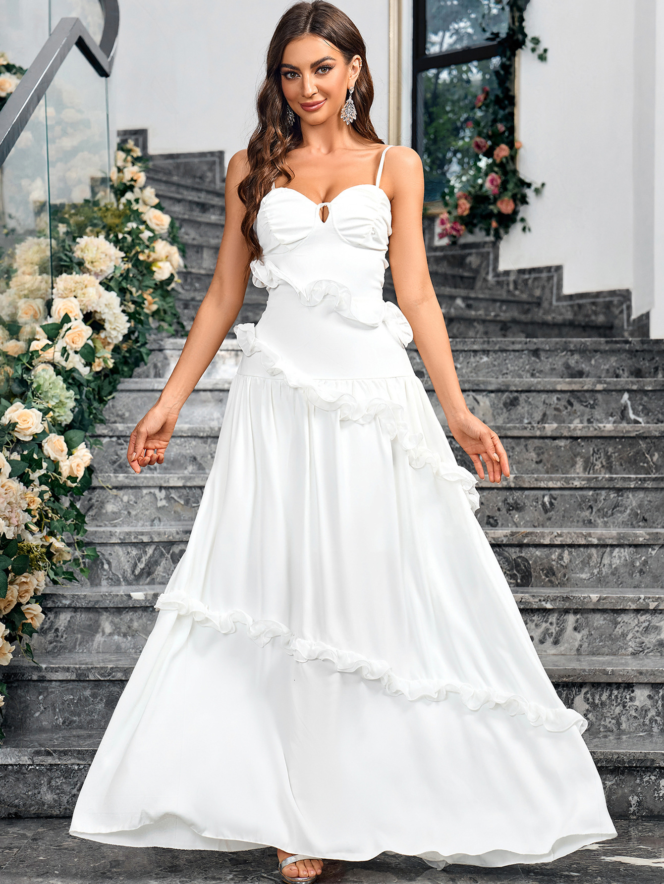 Small niche design style solid color slim fit elegant wedding dress camisole skirt