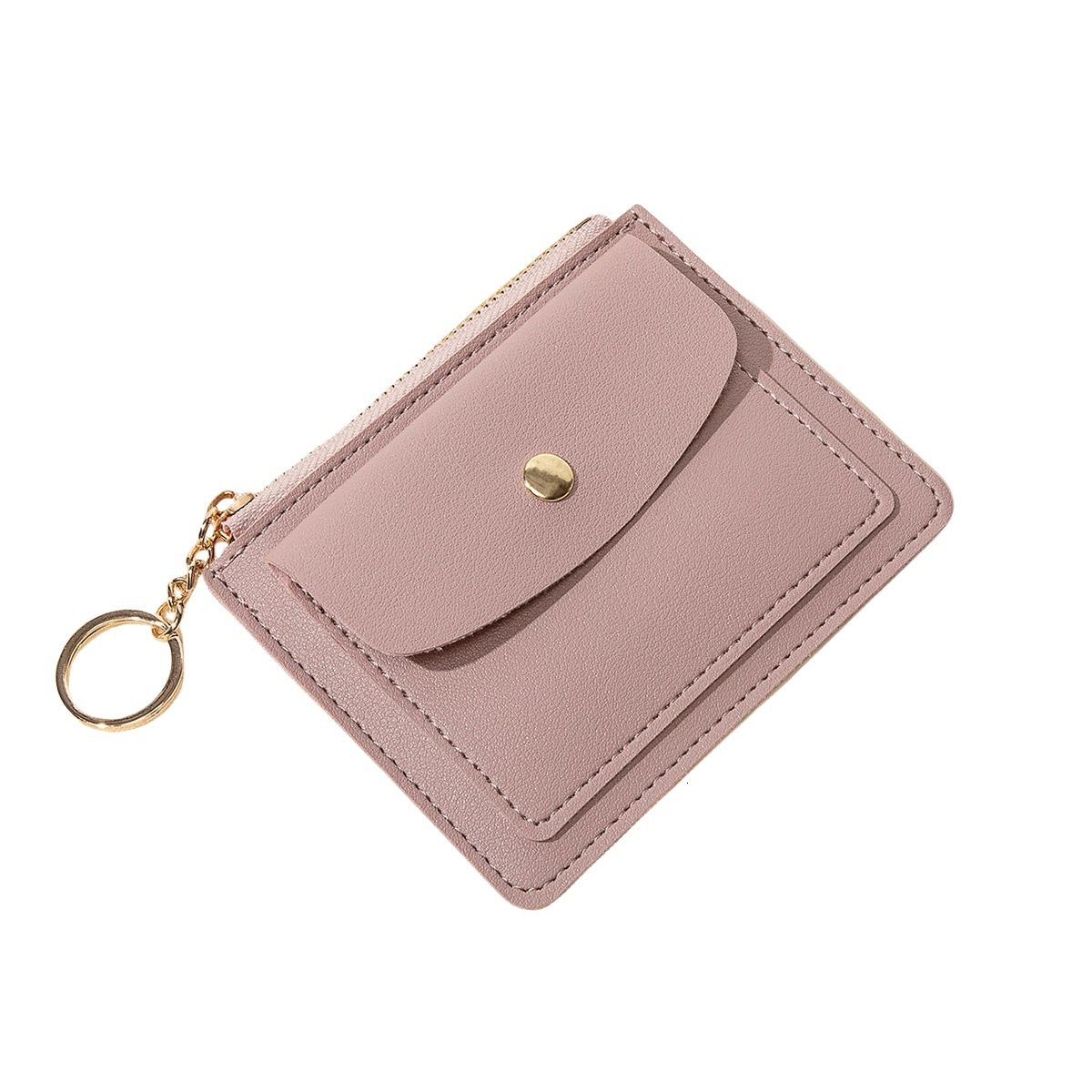 New ultra thin card fashion bag with short zipper for women s wallet fashionable and simple keychain and fashion coin wallet designed by men s keychai