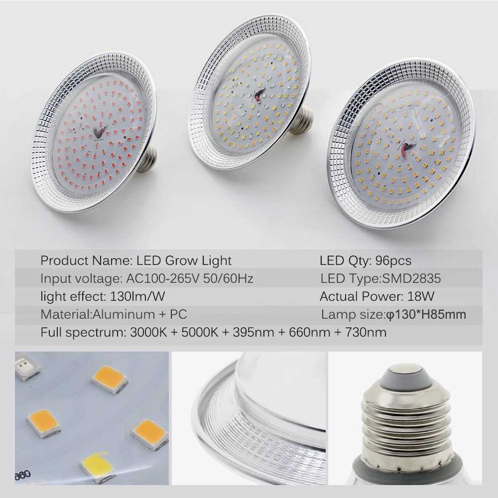E27 18W Full Spectrum LED Grow Light Sunlike Phytolamp Bulb for Plants Flower Greenhouse Tent HydroponicXJ250526