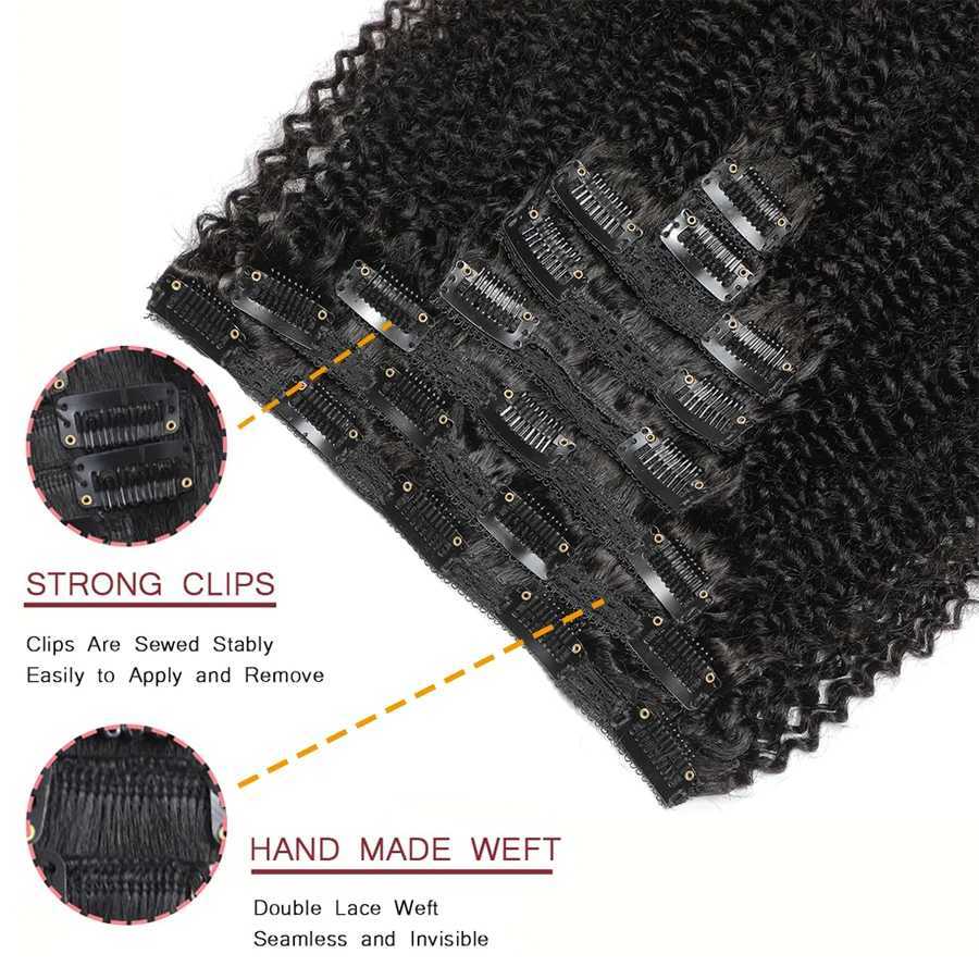 Afro Kinky Curly Clip In Hair Extensions Human Hair 12A Brazilian Virgin Remy 100% Human Hair 8pcs 120g/set Natural Color S25526