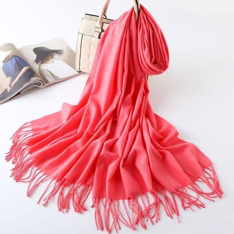 T811 new gold label light thorn wool pure color cashmere scarf monochrome men and women neck shawl