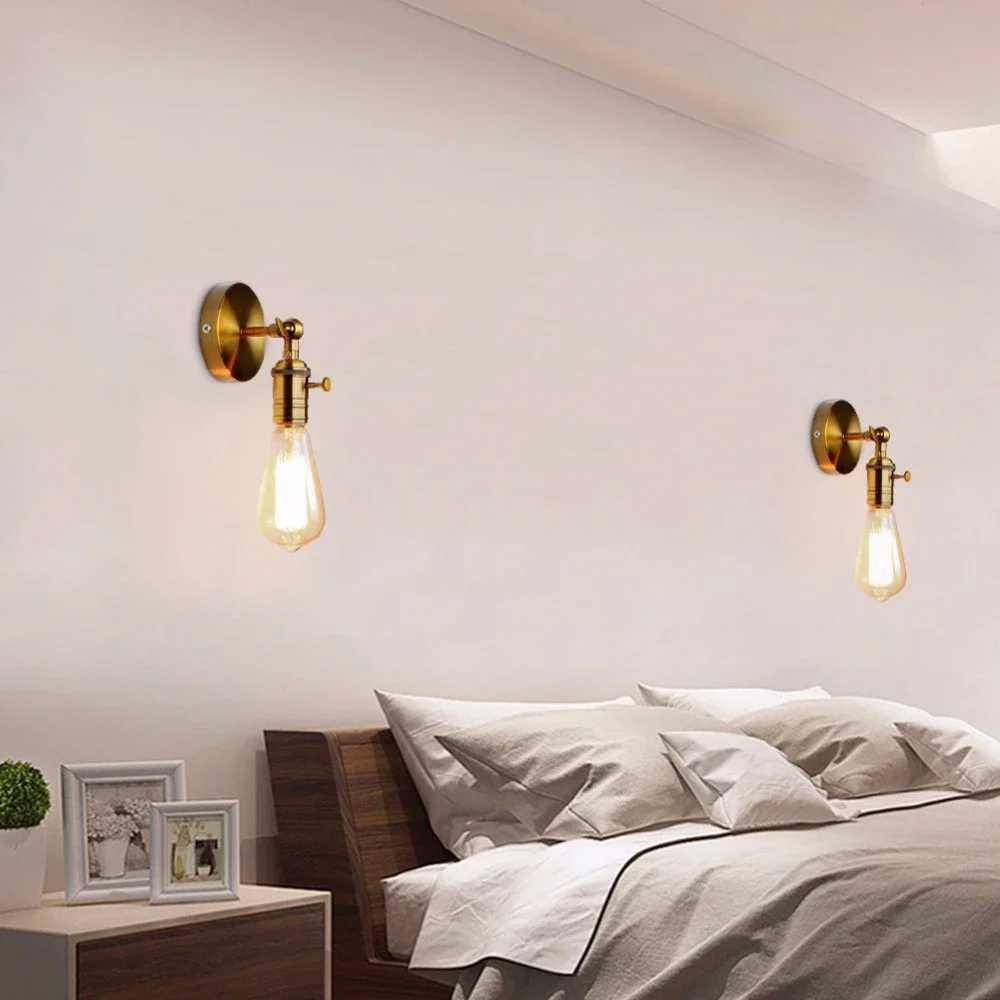 American Retro Industrial Style Rocker Arm Wall Lamp Bedroom Bedside Lamp Hallway Adjustable FoldingXJ250526