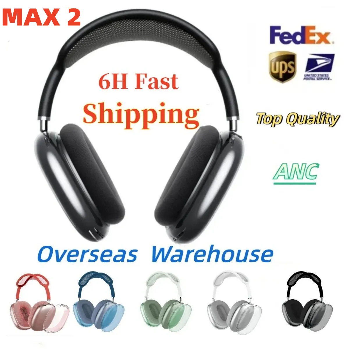 For New apple Airpods Max 2 Gen Metal Wireless Headphone Accessories Transparent TPU Solid Silicone Waterproof Protective case AirPod Pro Maxs Headphones Headset
