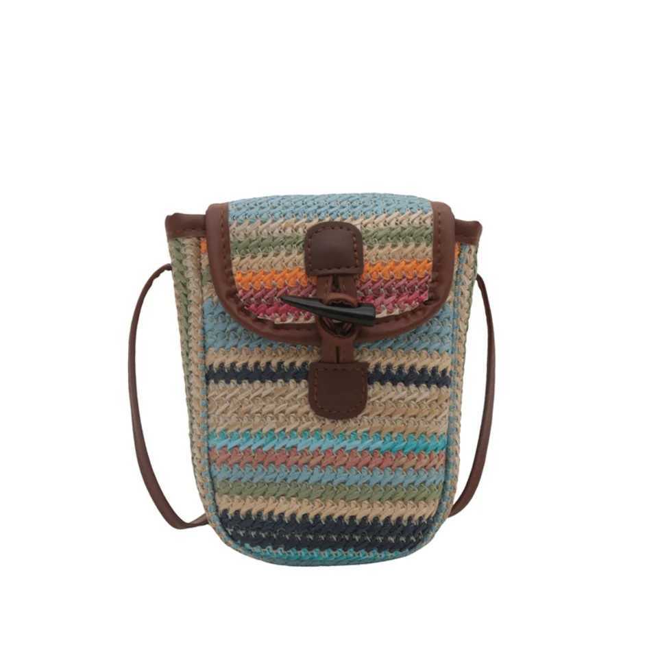 Small Straw Crossbody Bags Cell Phone Purses For Women Summer Beach Handmade Woven Shoulder Bag Vacation Card Holder Bag Wallet W250524