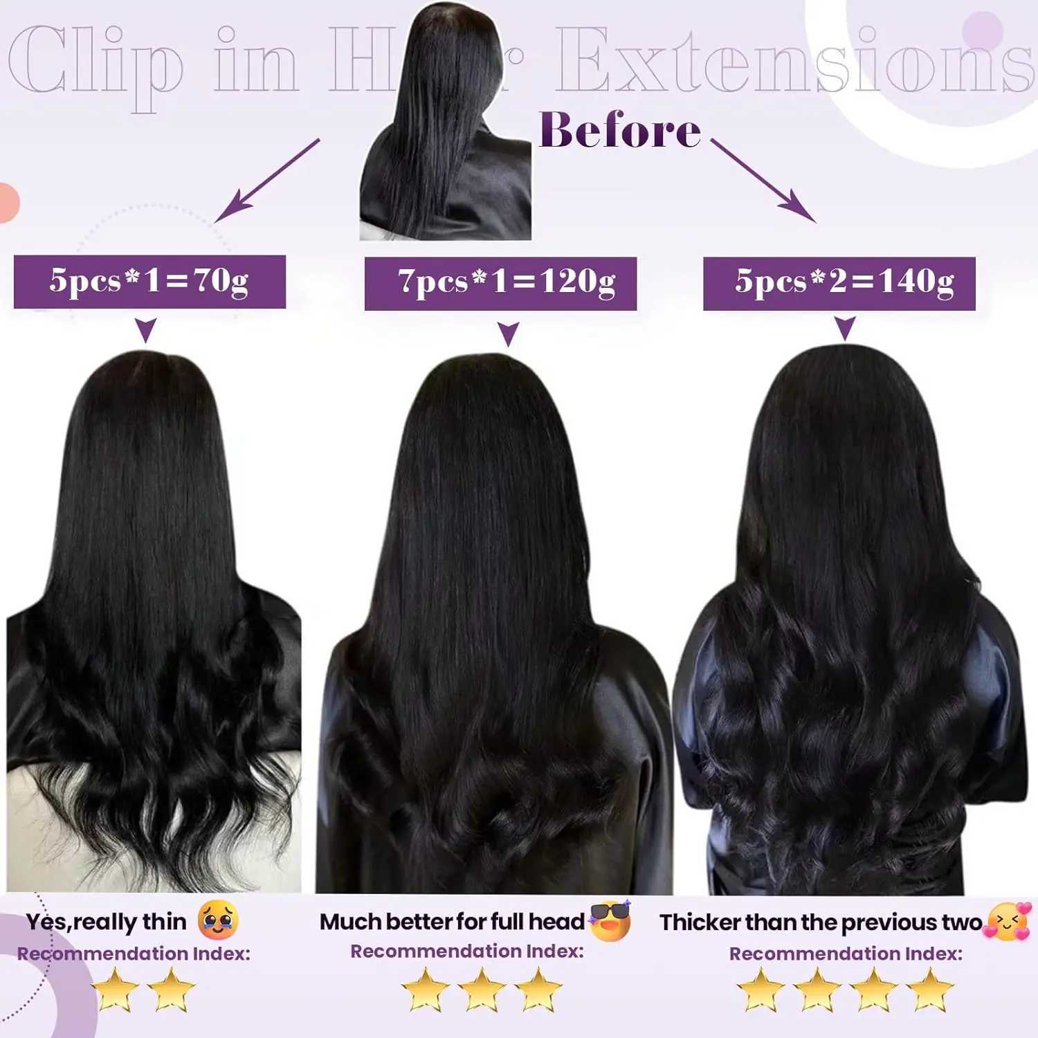 LaVoo Human Hair Clip in Remy Hair Extensions 10-24inch Black Hair 100% Real Natural Straight Brazilian Hair Extensions Clip on S25526