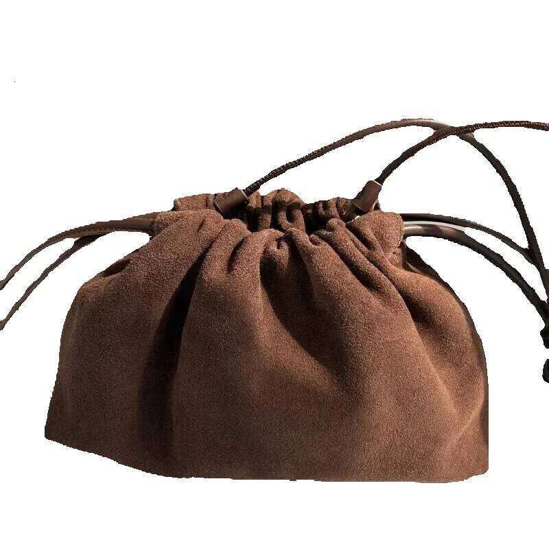 Designer Luxury Designer Luxury Retro Suede Cowhide Square For Women New Matte Drawstring Cloud Fashion Single Shoulder Crossbody Bag