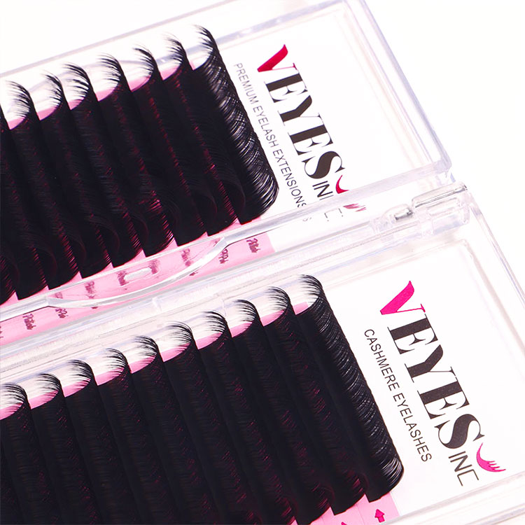 Veyes Easy Fans Matte Dark Black Faux Mink Lash Extensions 30mm Synthetic Hair BC 15mm 10mm Cashmere Lash Extension Trays
