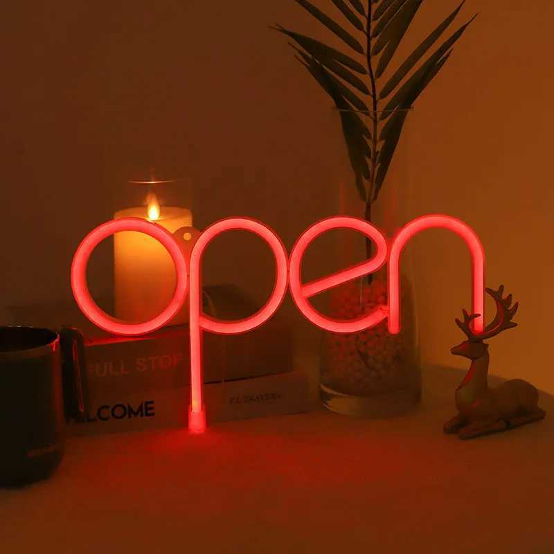 OPEN Letters Neon Sign Lights USB/Battery Powered LED Bar Light for Bedroom Room Decoration Gift Night Light Party Holiday N10 W250526