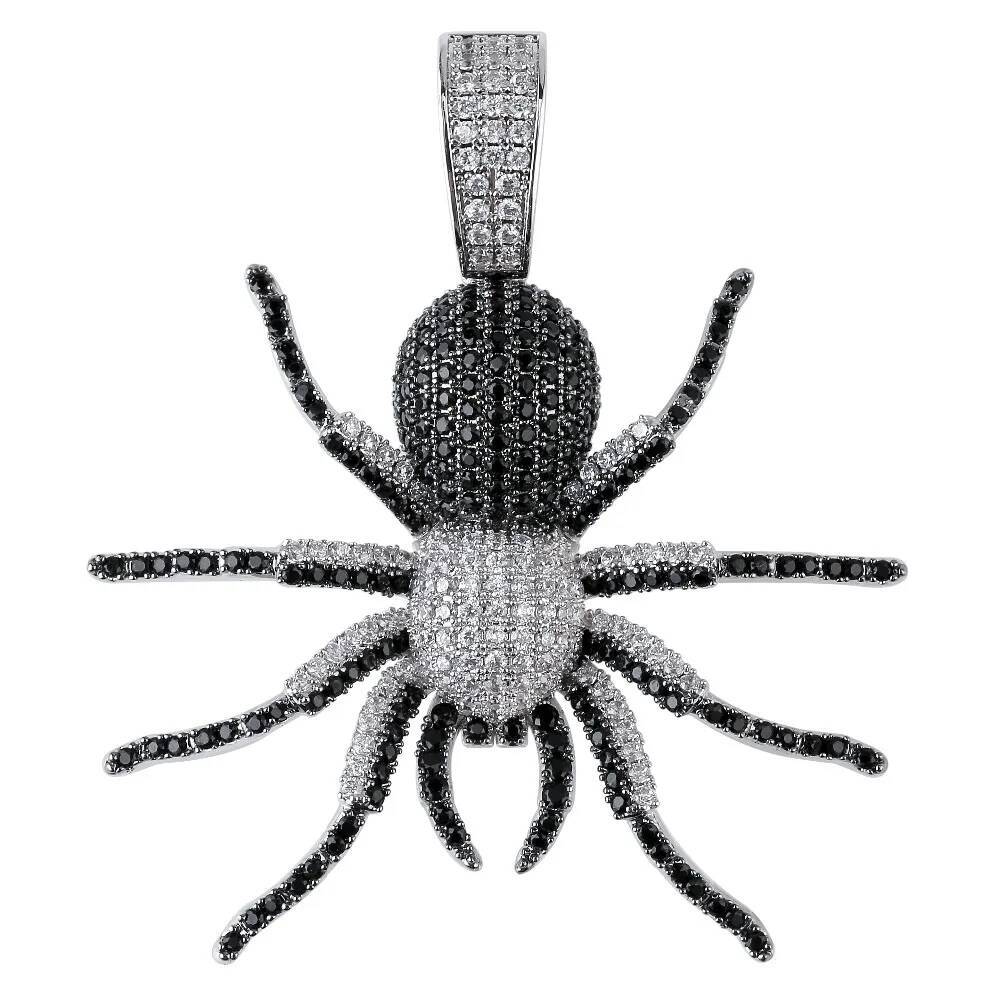 New Iced Out CZ Spider Pendant Necklace Mens Micro Paved Hip Hop Gold Sier Color Bling Charm Chains Jewelry