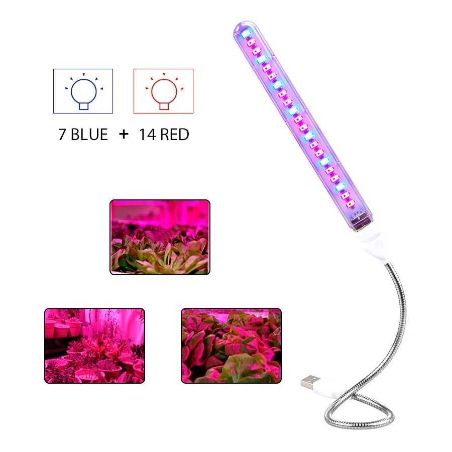 USB 5V LED Grow Light Full Spectrum Red Lamp Blue Phyto Grow Lamp Indoor USB Phytolamp for Plants Flowers Seedling Green HouseXJ250526