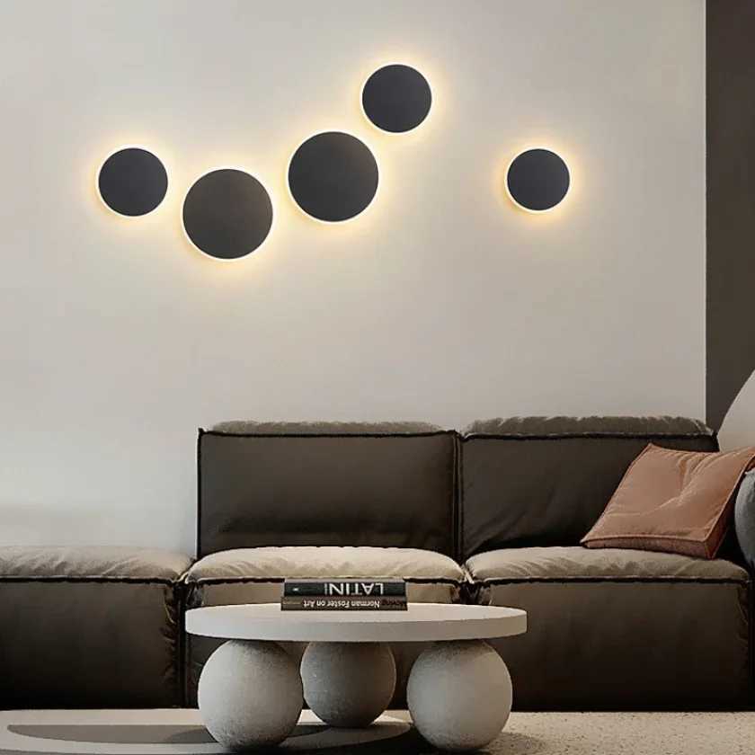 LED Round Wall Lights for Hallway Living Room Bedroom Aisle Modern Sconce Lamp Decoration Lighting Induction Switch BackgroundXJ250526