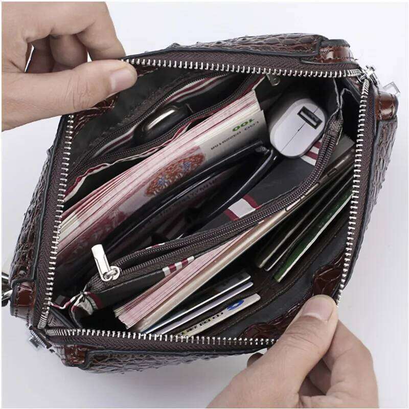 XMESSUN New Fashion Design Crocodile Pattern Clutch Cowhide Genuine Leather Envelope Bag Coin Purse INS K345