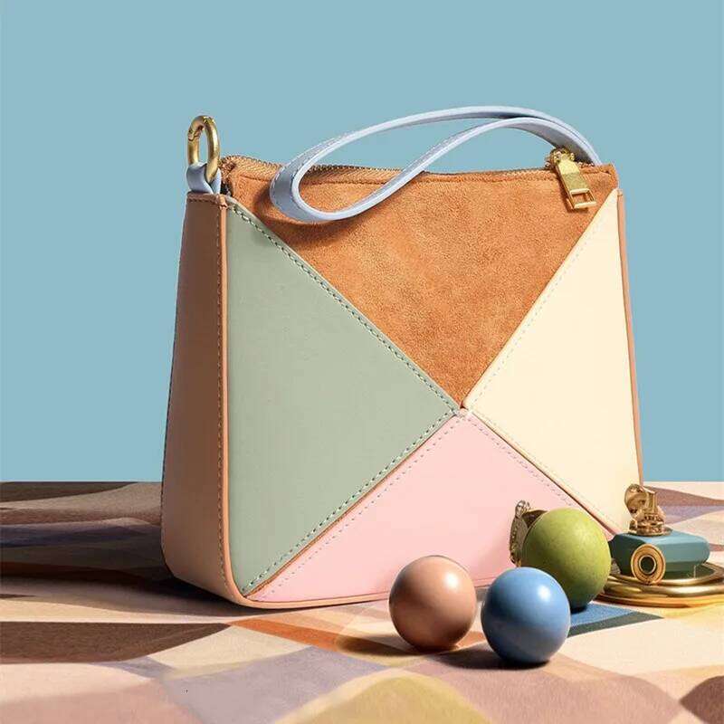 2025 Turkey Style Designer Fold Triangle Women's Handbags Fashion Patchwork Candy Unique Leisure Totes Female Crossbody Bags